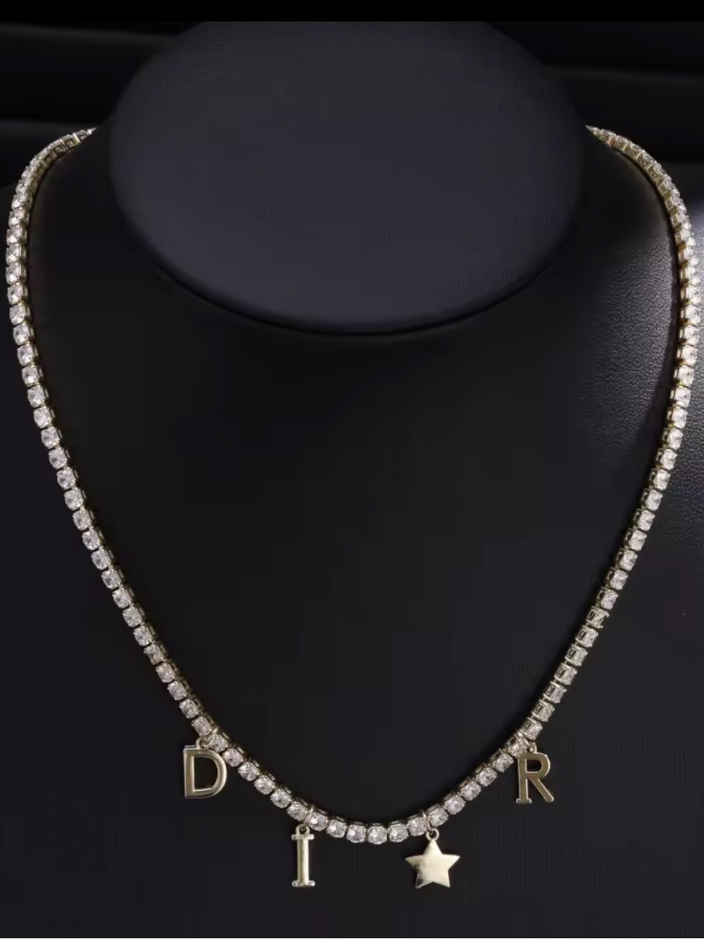 & Other Stories Gold-Tone Crystal Letter Necklace with Star Charm